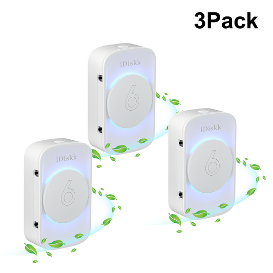 iDiskk 3Pack Portable Plug-in Air Purifier Quiet for Bedroom Pet Toilet Kitchen and Office White