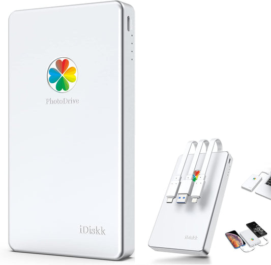iDiskk MFi Certified Protable External Hard Drive for iPhone & iPad Android Phone Photo Stick, Store Photos, Videos, Music, Documents